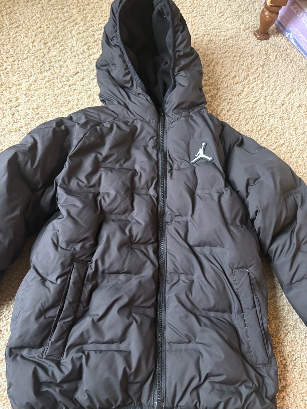 Jordan Black Puffer Jacket with Hood